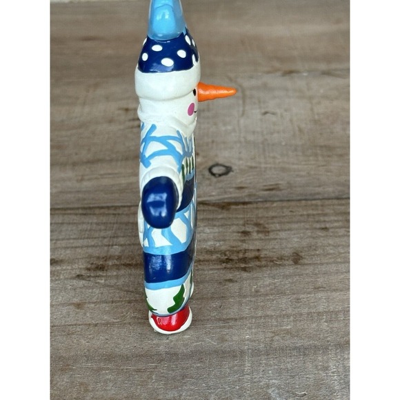 Vintage Department 56 Snowman Snowsuit Ornament Blue and White 5"‎ - Picture 10 of 13